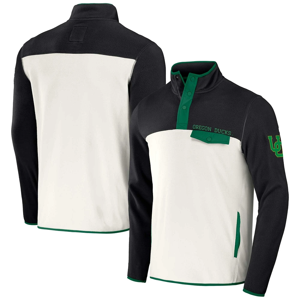 Men's Darius Rucker Collection by Fanatics Black/White Oregon Ducks Micro Fleece Half-Snap Jacket