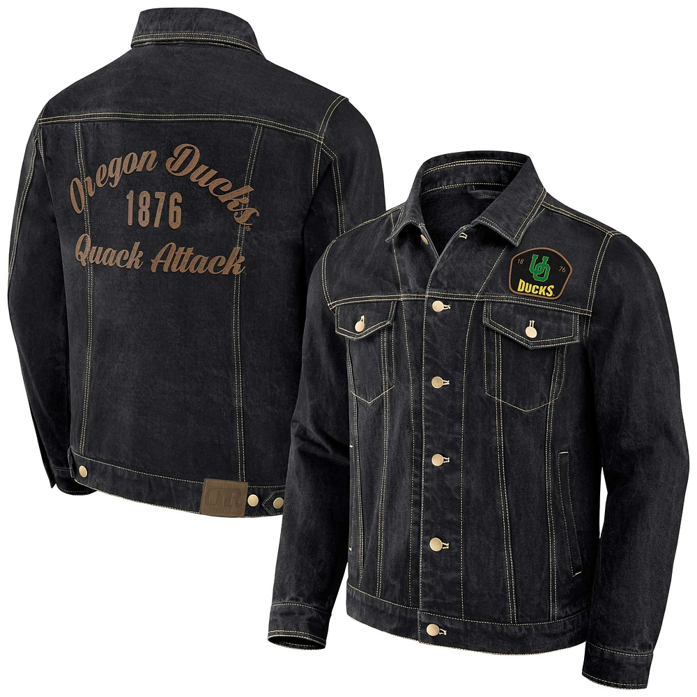 Collection Darius Rucker pour homme par Fanatics - Veste en jean boutonnée noire Oregon Ducks