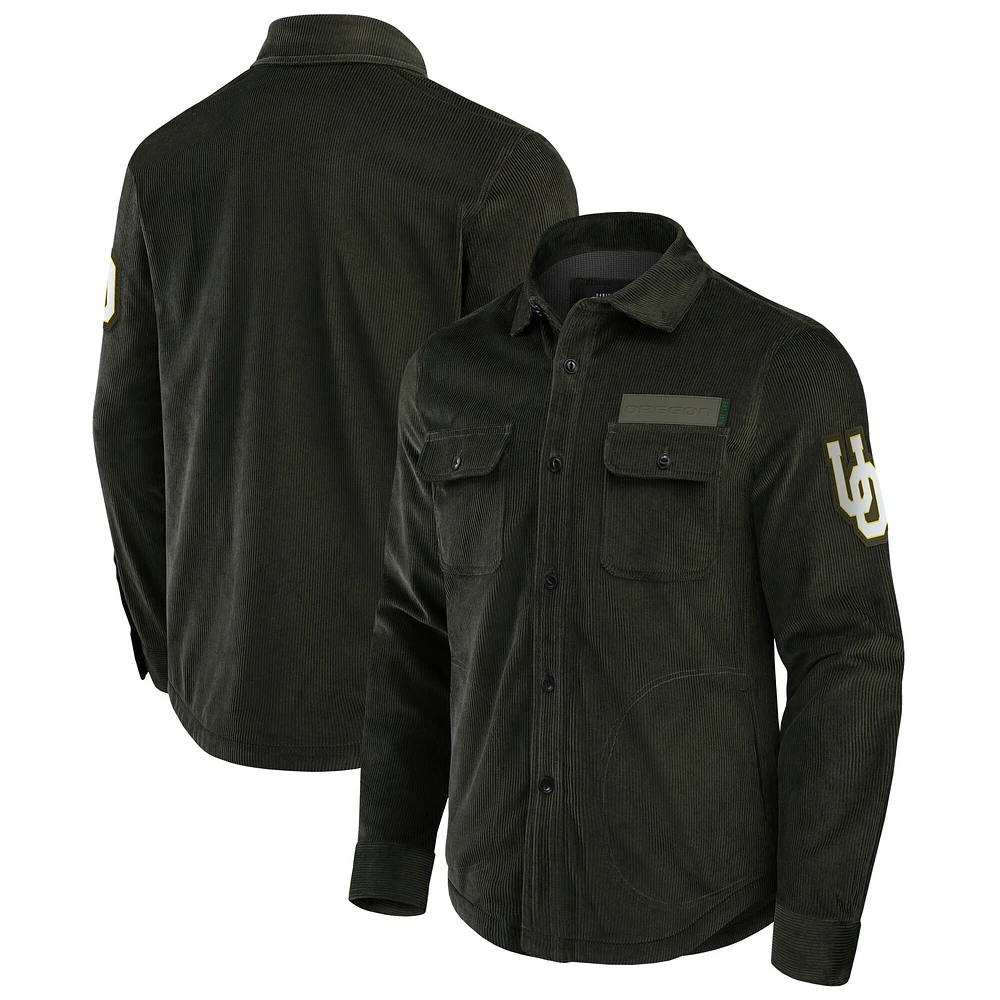 Veste-chemise en velours côtelé pour homme Darius Rucker Collection by Fanatics Olive Oregon Ducks