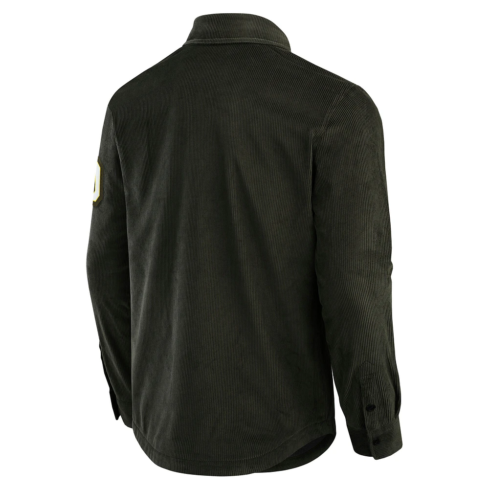 Men's Darius Rucker Collection by Fanatics Olive Oregon Ducks Corduroy Full-Button Shacket