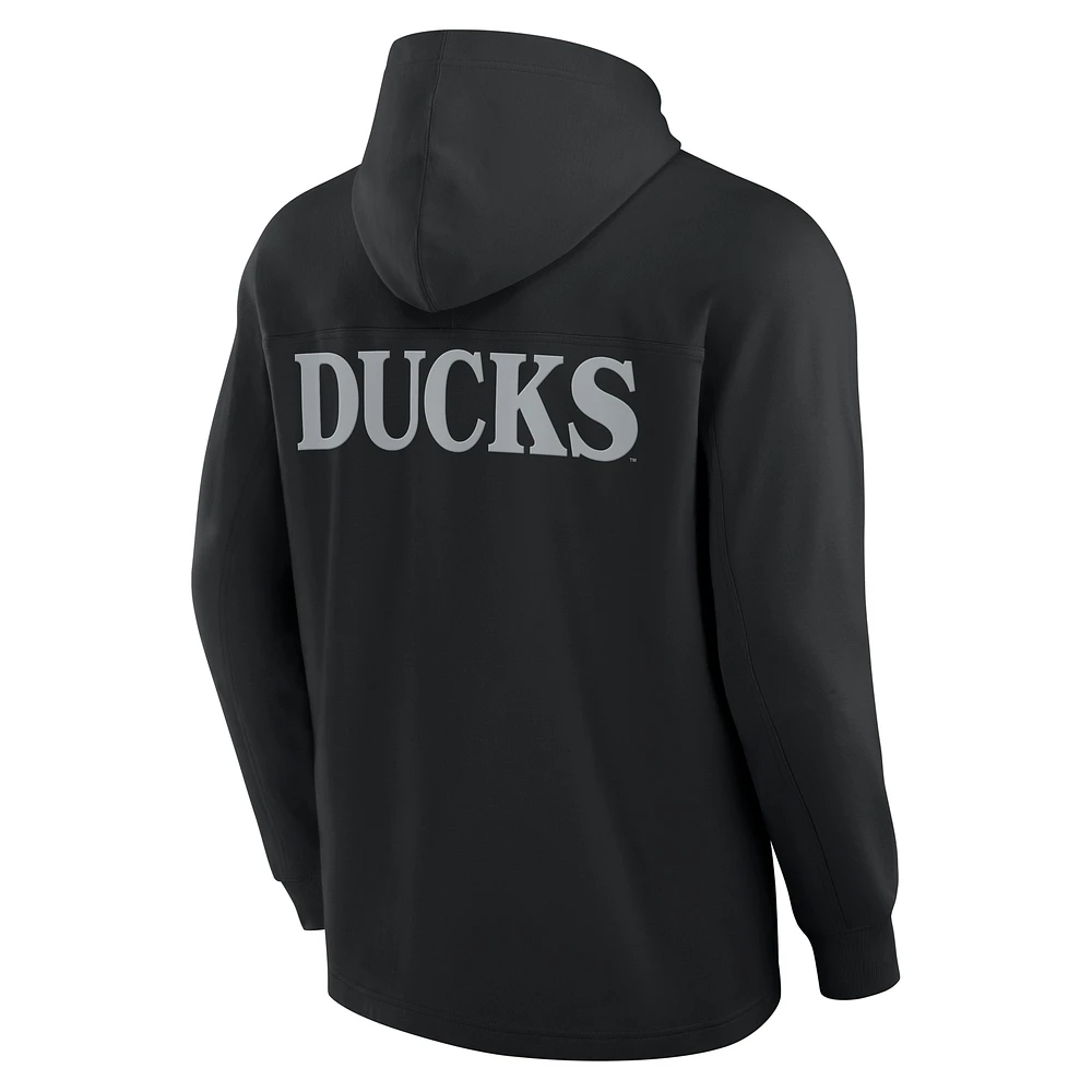 Men's Fanatics Black Oregon Ducks Blaze Tri-Blend Pullover Hoodie