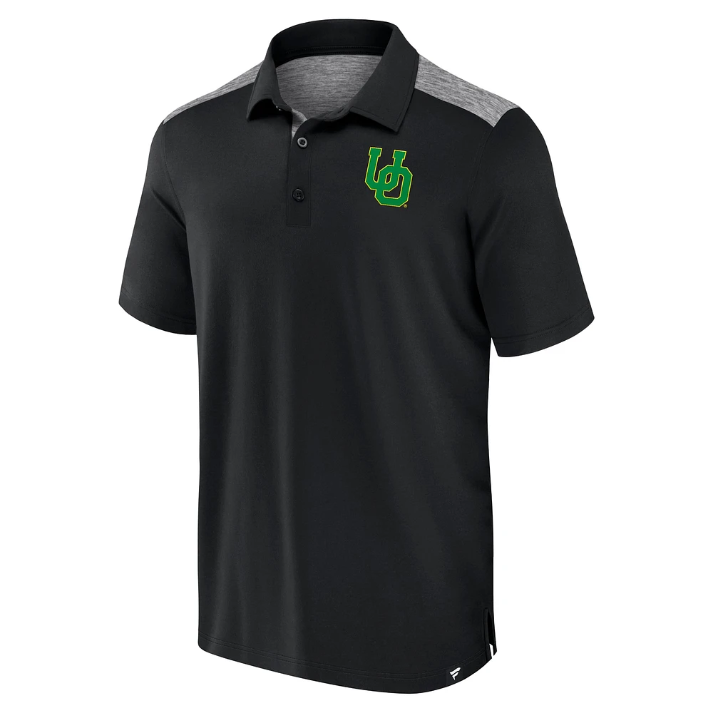 Polo Long Shot Fanatics noir pour hommes des Ducks de l'Oregon