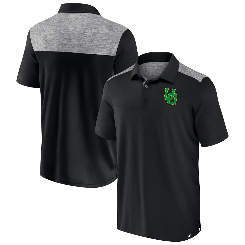 Polo Long Shot Fanatics noir pour hommes des Ducks de l'Oregon