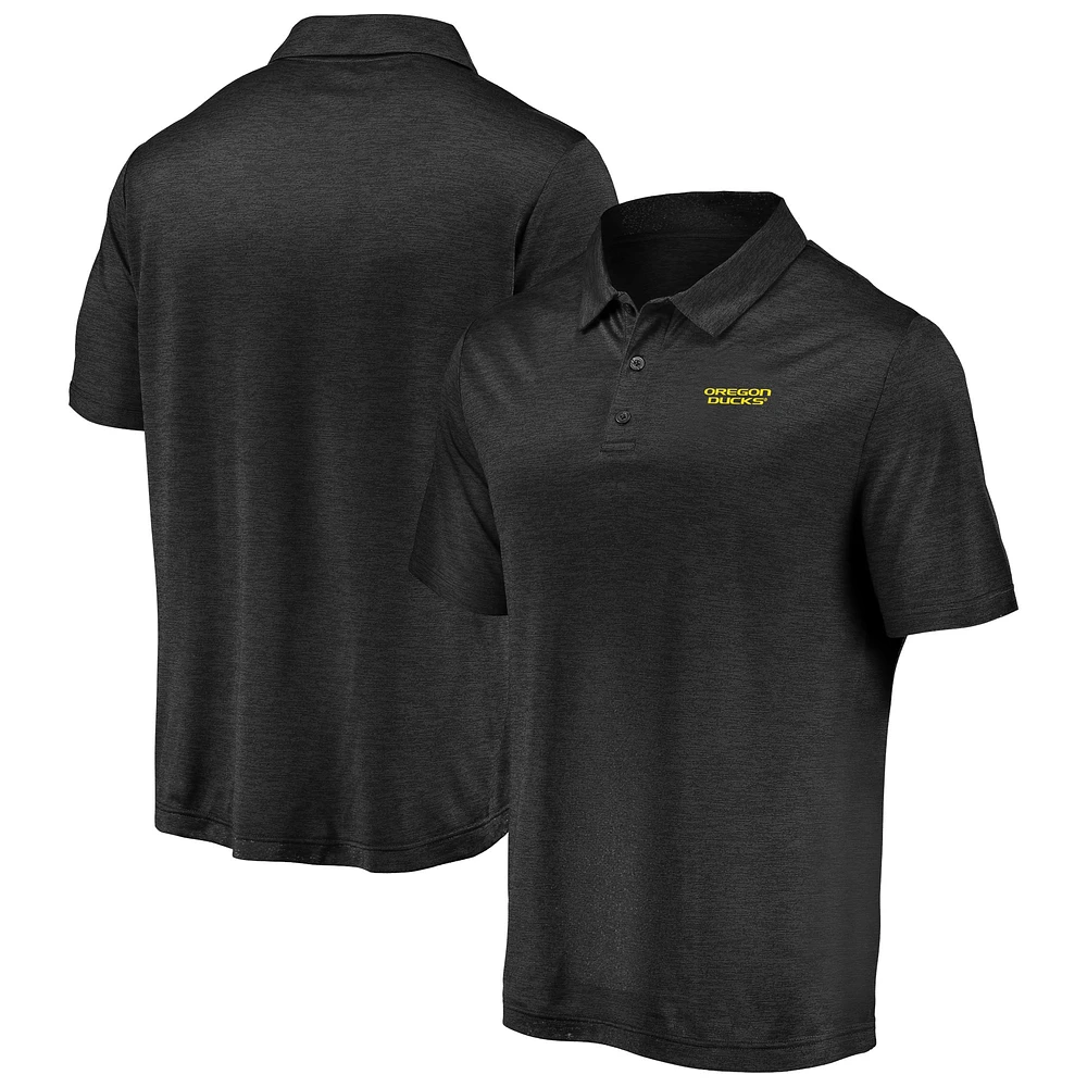 Men's Fanatics Black Oregon Ducks Primary Logo Striated Polo