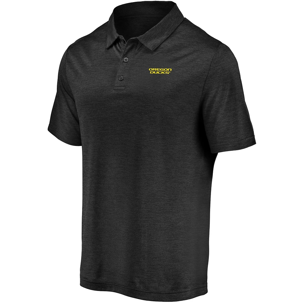 Men's Fanatics Black Oregon Ducks Primary Logo Striated Polo