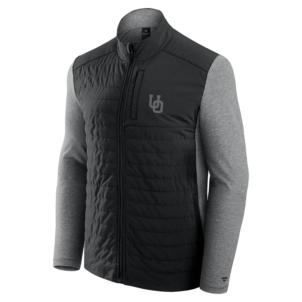 Veste zippée entièrement ton sur avec logo principal des Oregon Ducks Fanatics pour homme, noire