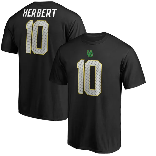 Fanatics Branded Men's Justin Herbert Oatmeal Los Angeles Chargers Big & Tall Player Name & Number Raglan T-Shirt