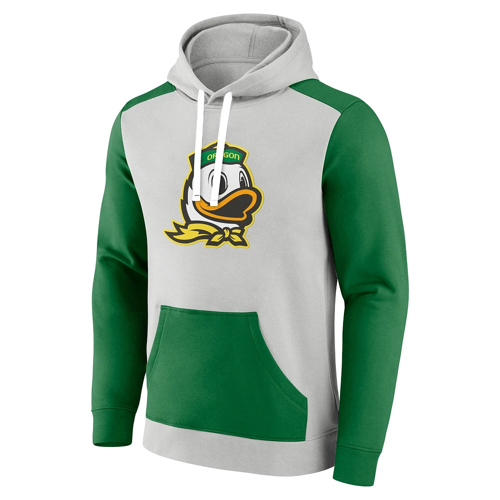 Men's Fanatics  Gray/Green Oregon Ducks Primary Arctic Fleece Pullover Hoodie