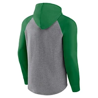 Men's Fanatics Green/Heather Gray Oregon Ducks Wrap Up Raglan Pullover Hoodie