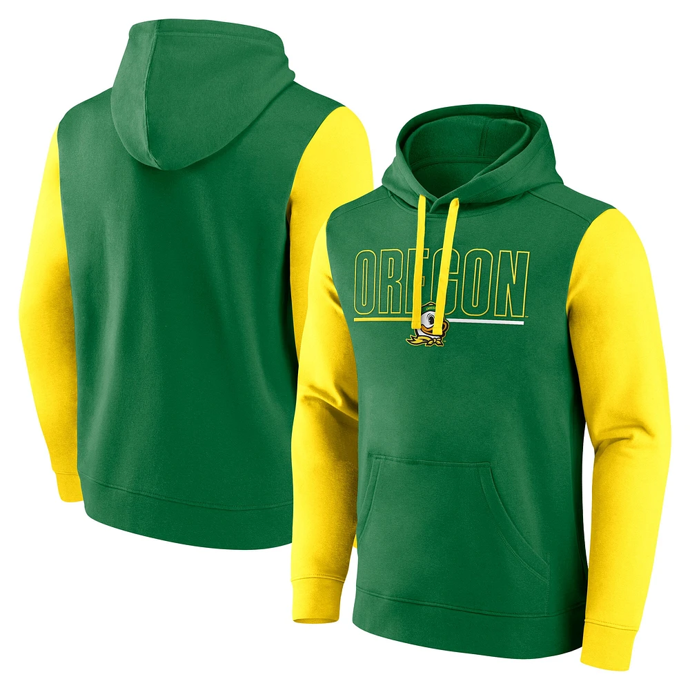 Men's Fanatics Green/Yellow Oregon Ducks Outline Pullover Hoodie