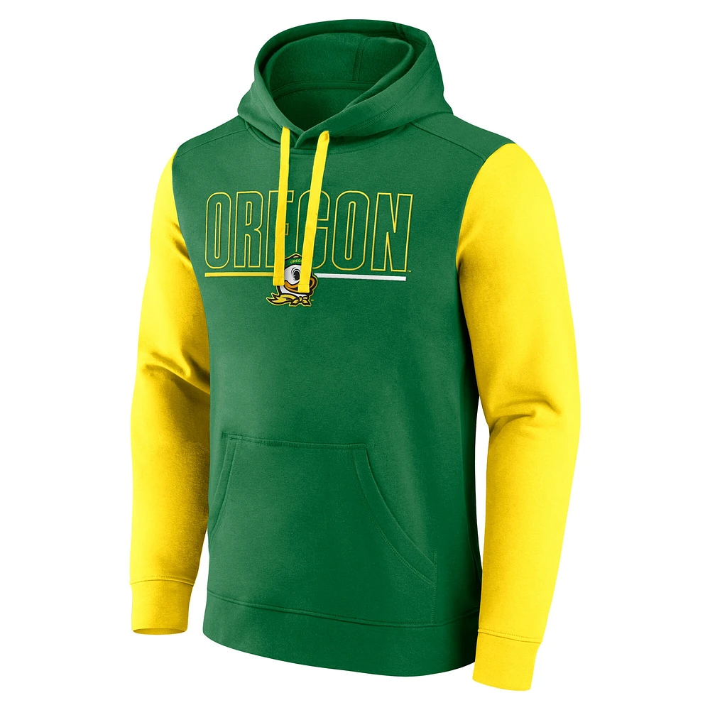 Men's Fanatics Green/Yellow Oregon Ducks Outline Pullover Hoodie