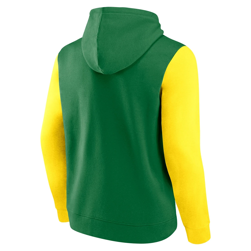 Men's Fanatics Green/Yellow Oregon Ducks Outline Pullover Hoodie