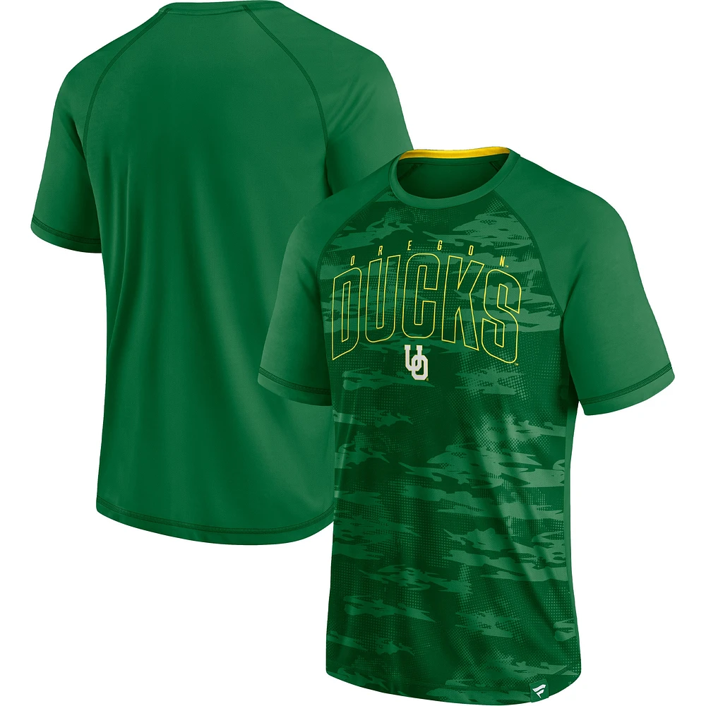 T-shirt raglan vert Oregon Ducks Fanatics pour hommes avec contour en arc