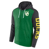 Sweat à capuche entièrement zippé Oregon Ducks Down and Distance de Fanatics Green pour hommes