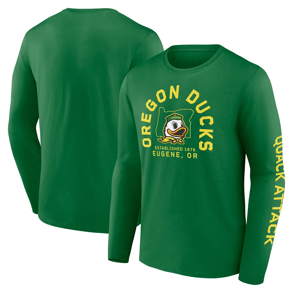 T-shirt à manches longues Fanatics Green Oregon Ducks pour hommes, équipe gagnante Fundamentals