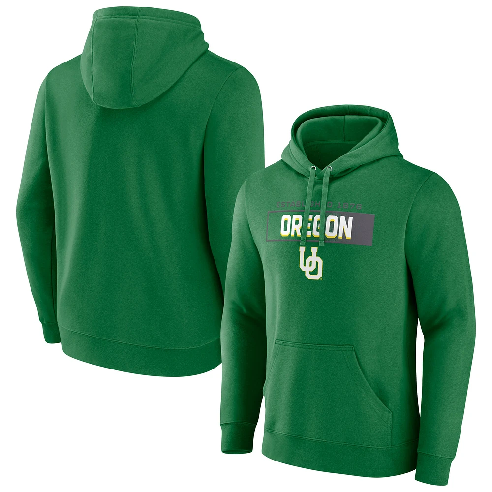 Men's Fanatics  Green Oregon Ducks Iconic Fleece Down The Field Pullover Hoodie