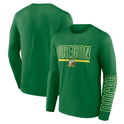 T-shirt moderne à manches longues deux coups Fanatics Green Oregon Ducks pour hommes