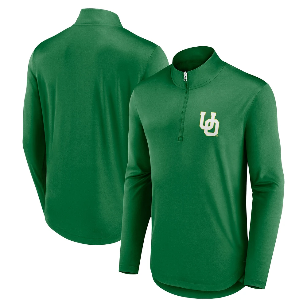 Men's Fanatics Green Oregon Ducks Quarterback Mock Neck Quarter-Zip Top