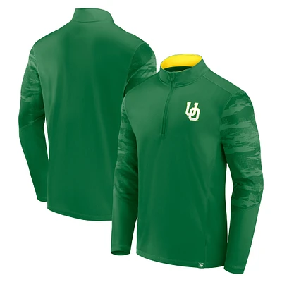 Haut à quart de zip Ringer Fanatics vert Oregon Ducks pour hommes