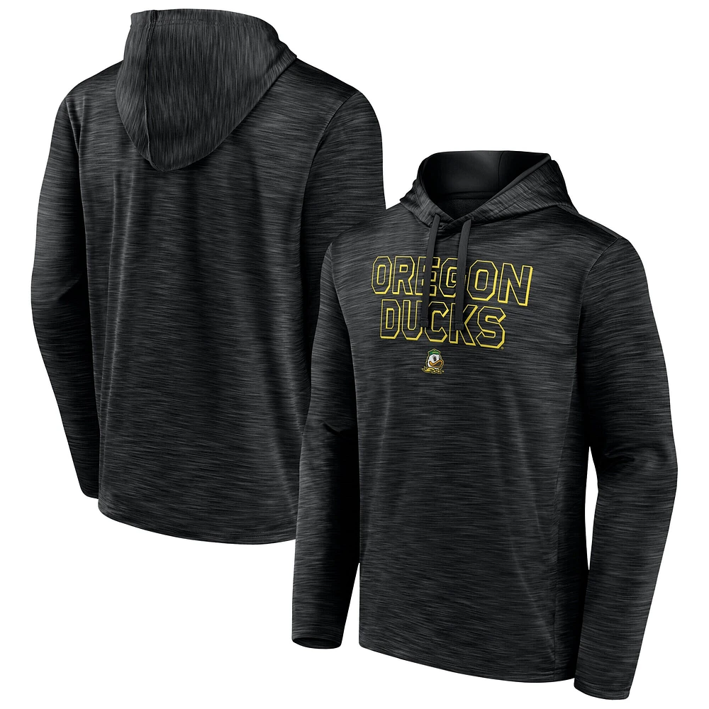 Men's Fanatics  Heather Black Oregon Ducks Athlete Fleece Pullover Hoodie