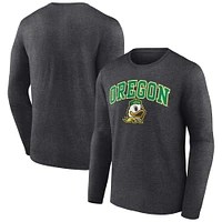 T-shirt à manches longues Fanatics Heather Charcoal pour homme, Oregon Ducks Campus