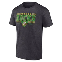 Men's Fanatics Heather Charcoal Oregon Ducks Triangle Multi-Stripe T-Shirt