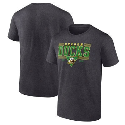 Men's Fanatics Heather Charcoal Oregon Ducks Triangle Multi-Stripe T-Shirt