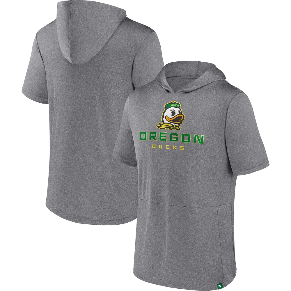 Men's Fanatics Heather Gray Oregon Ducks Modern Stack Hoodie T-Shirt