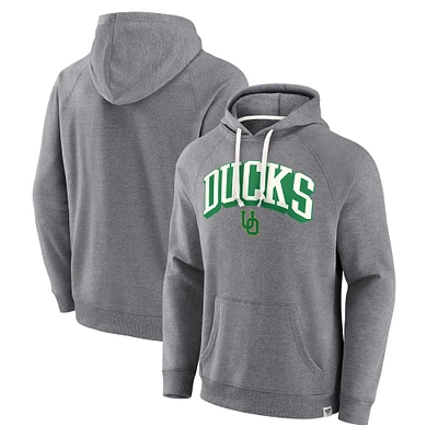 Men's Fanatics Heather Gray Oregon Ducks True Classics On Deck Fleece Pullover Hoodie