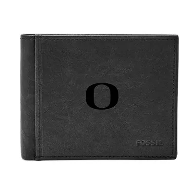 Oregon Ducks Fossil Ingram RFID Flip ID Bi-Fold Wallet - Black