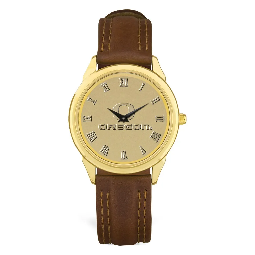 Oregon Ducks Medallion Leather Wristwatch