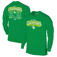 T-shirt à manches longues vert pour homme Oregon Ducks 2024 Big Ten Football Conference Champions Undefeated Schedule