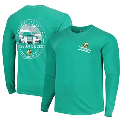 Men's Green Oregon Ducks Circle Campus Scene Long Sleeve T-Shirt