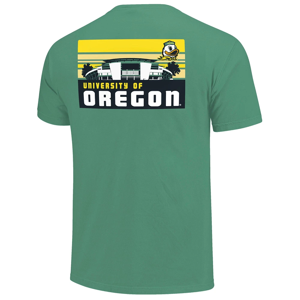 Men's Green Oregon Ducks Striped Campus Skyline T-Shirt