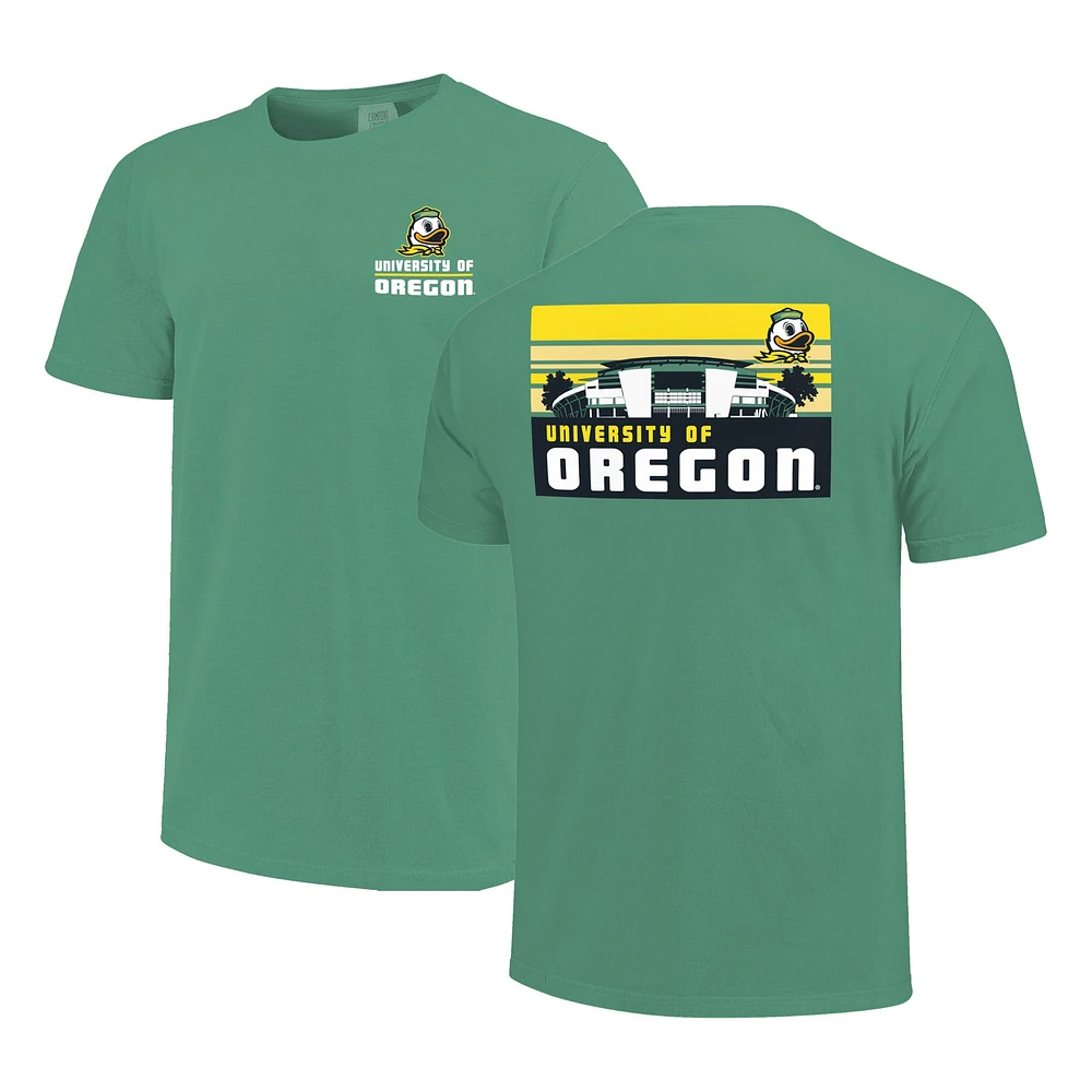 T-shirt rayé vert pour homme avec logo Oregon Ducks sur le campus