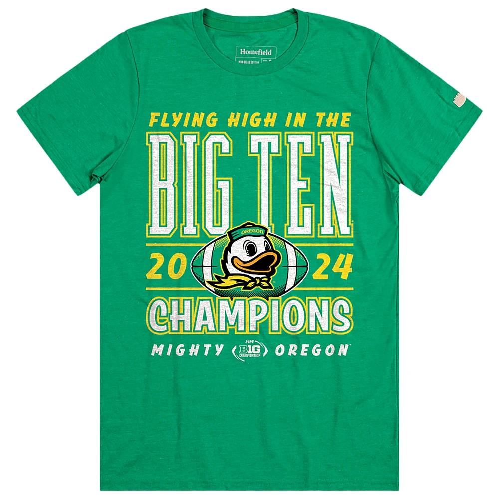 Men's Homefield Green Oregon Ducks 2024 Big Ten Football Conference Champions Flying High T-Shirt