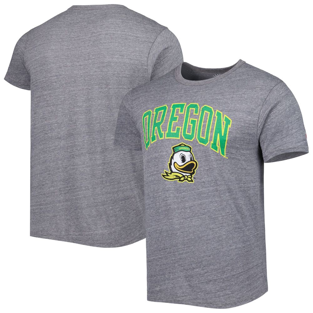 Men's League Collegiate Wear Heather Gray Oregon Ducks 1965 Arch Victory Falls Tri-Blend T-Shirt