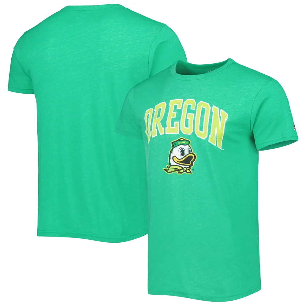 T-shirt à trois mélanges pour hommes League Collegiate Wear Heather Kelly Green Oregon Ducks 1965 Arch Victory Falls