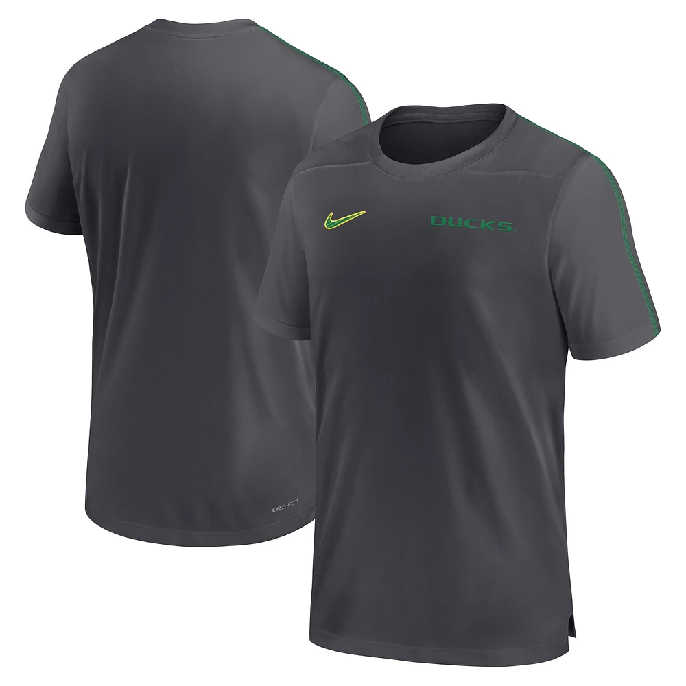 Men's Nike Anthracite Oregon Ducks 2024 Sideline Coach Performance Top