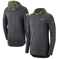 T-shirt à capuche manches longues style militaire Nike Anthracite Oregon Ducks pour homme