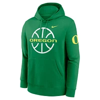 Men's Nike  Apple Green Oregon Ducks Basketball Icon Club Fleece Pullover Hoodie