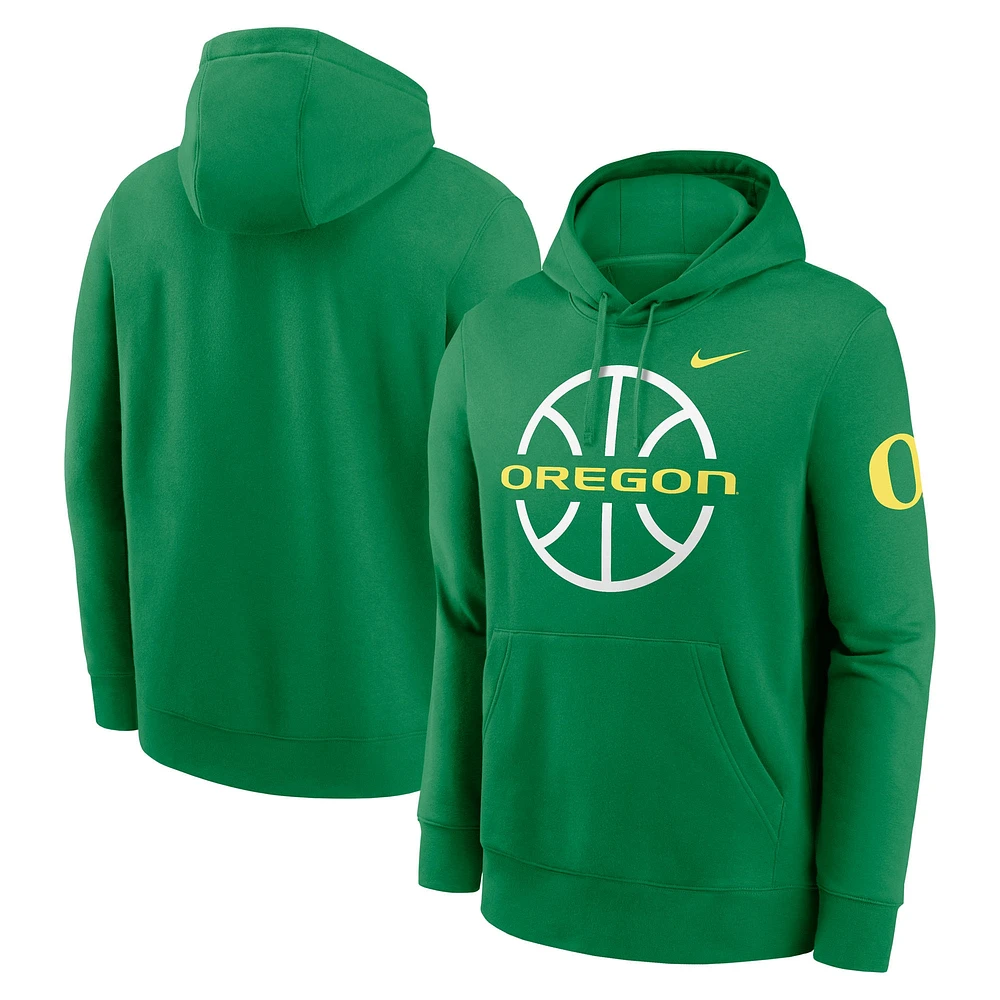 Men's Nike  Apple Green Oregon Ducks Basketball Icon Club Fleece Pullover Hoodie