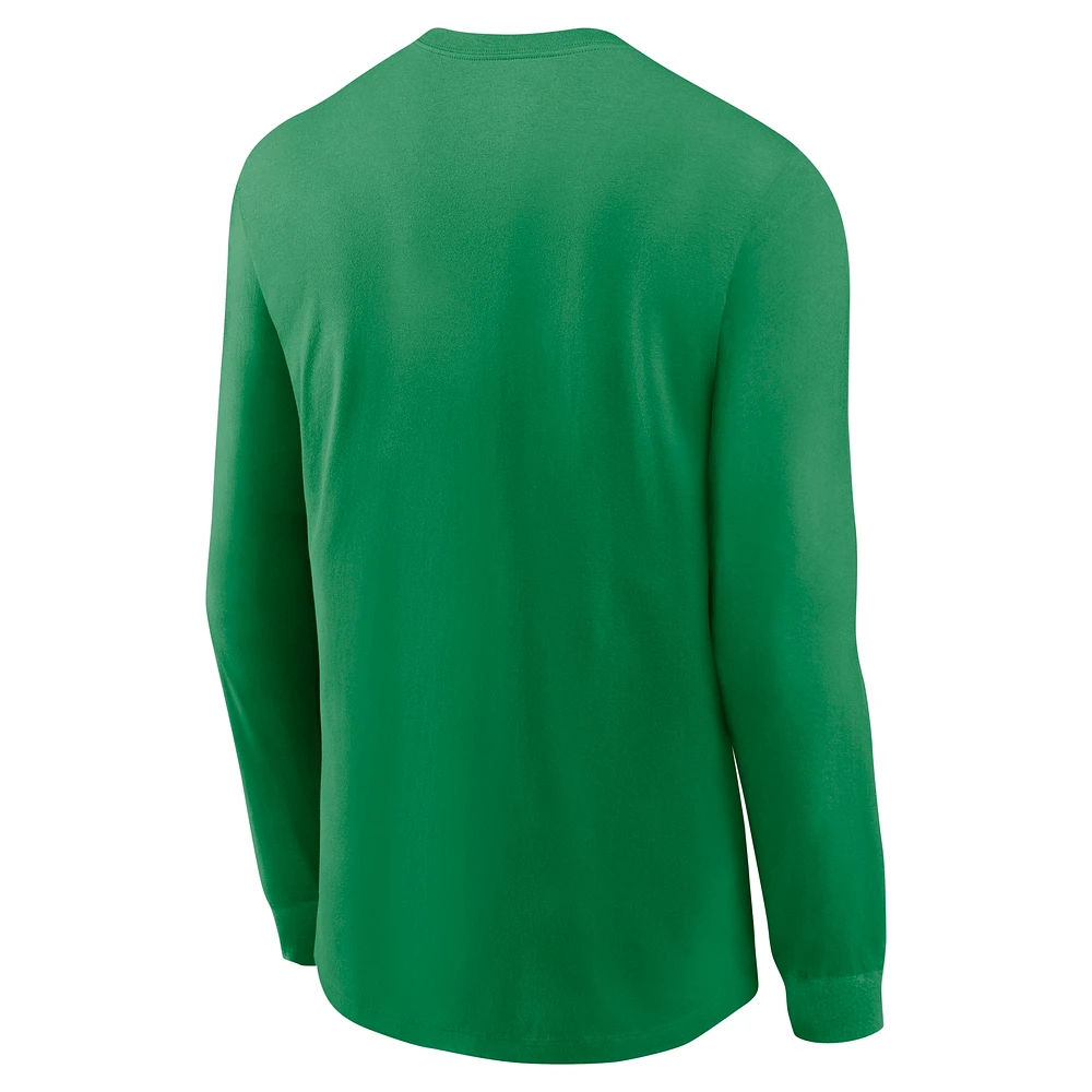 Men's Nike  Apple Green Oregon Ducks Basketball Icon Two-Hit Long Sleeve T-Shirt