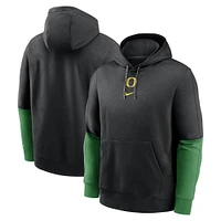 Men's Nike Black/Green Oregon Ducks 2024 Sideline Club Pullover Hoodie