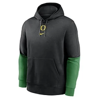 Men's Nike Black/Green Oregon Ducks 2024 Sideline Club Pullover Hoodie