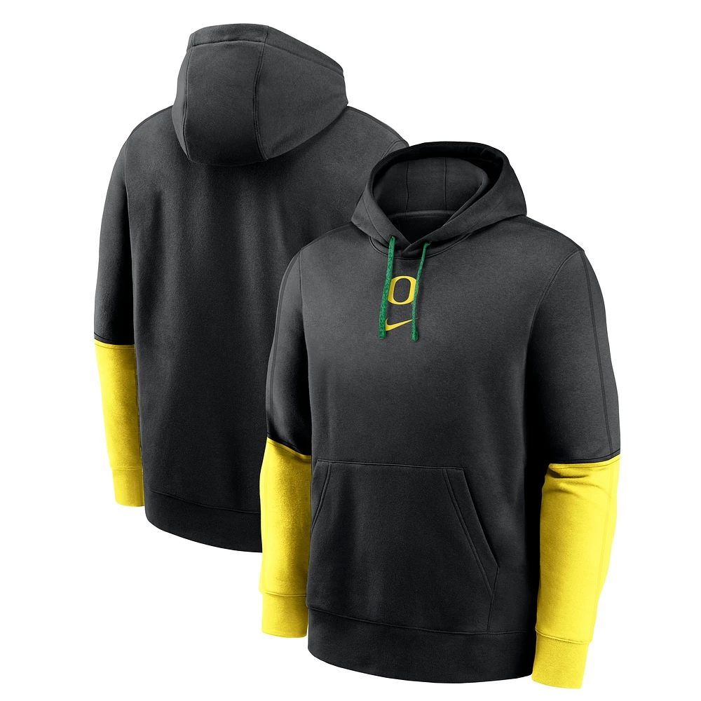 Sweat à capuche Nike noir/jaune Oregon Ducks 2024 Sideline Club pour homme