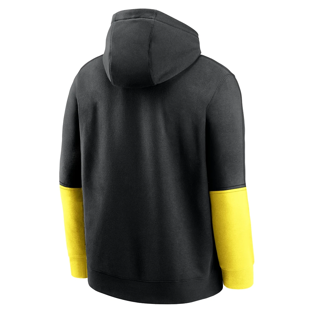 Sweat à capuche Nike noir/jaune Oregon Ducks 2024 Sideline Club pour homme