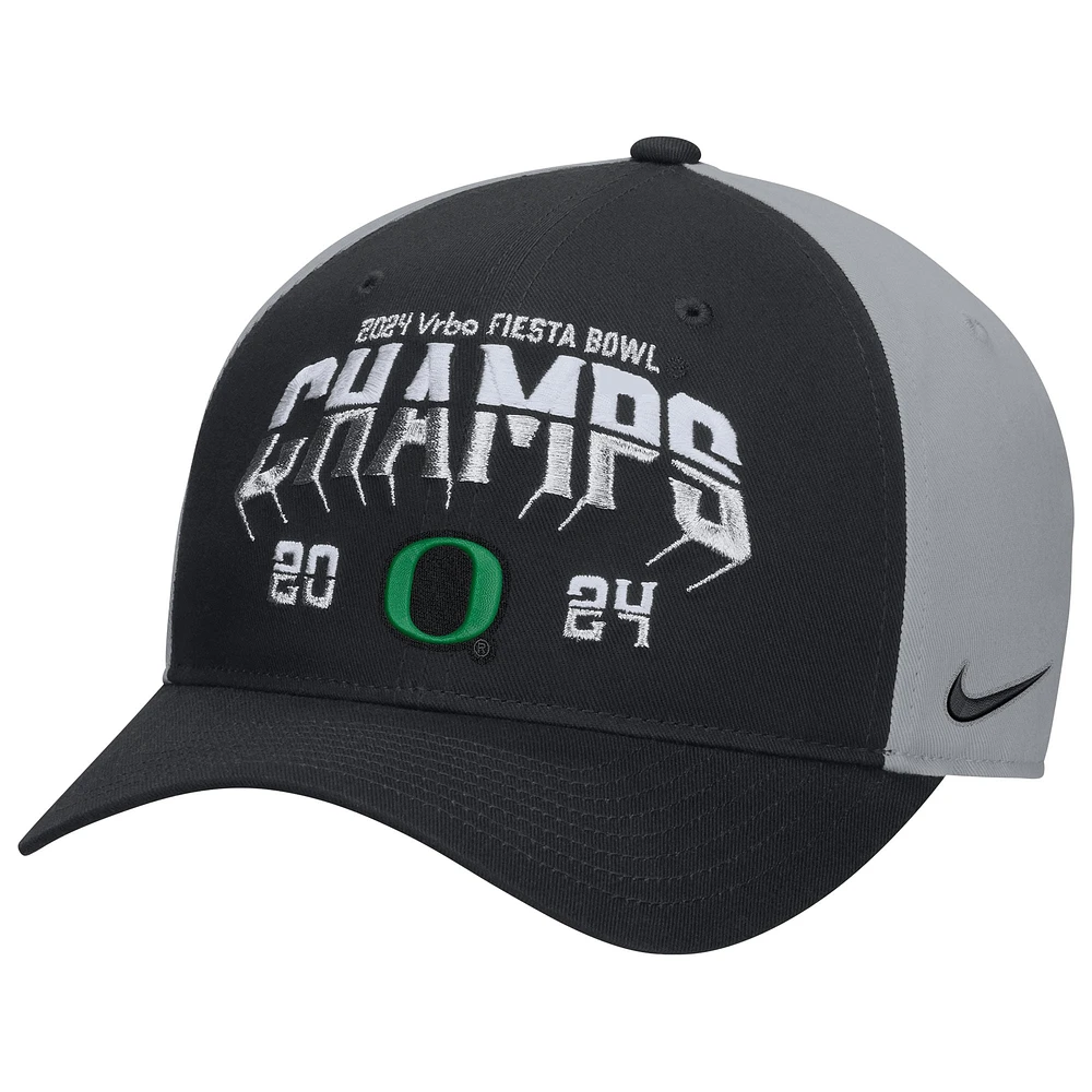 Casquette réglable pour vestiaire Nike pour hommes, noir, Oregon Ducks 2024 Fiesta Bowl Champions