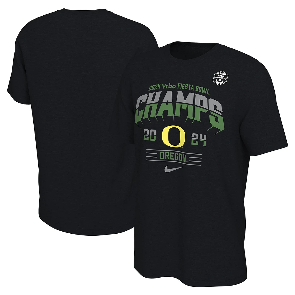 T-shirt Nike noir pour hommes des Ducks de l'Oregon 2024 Fiesta Bowl Champions Locker Room