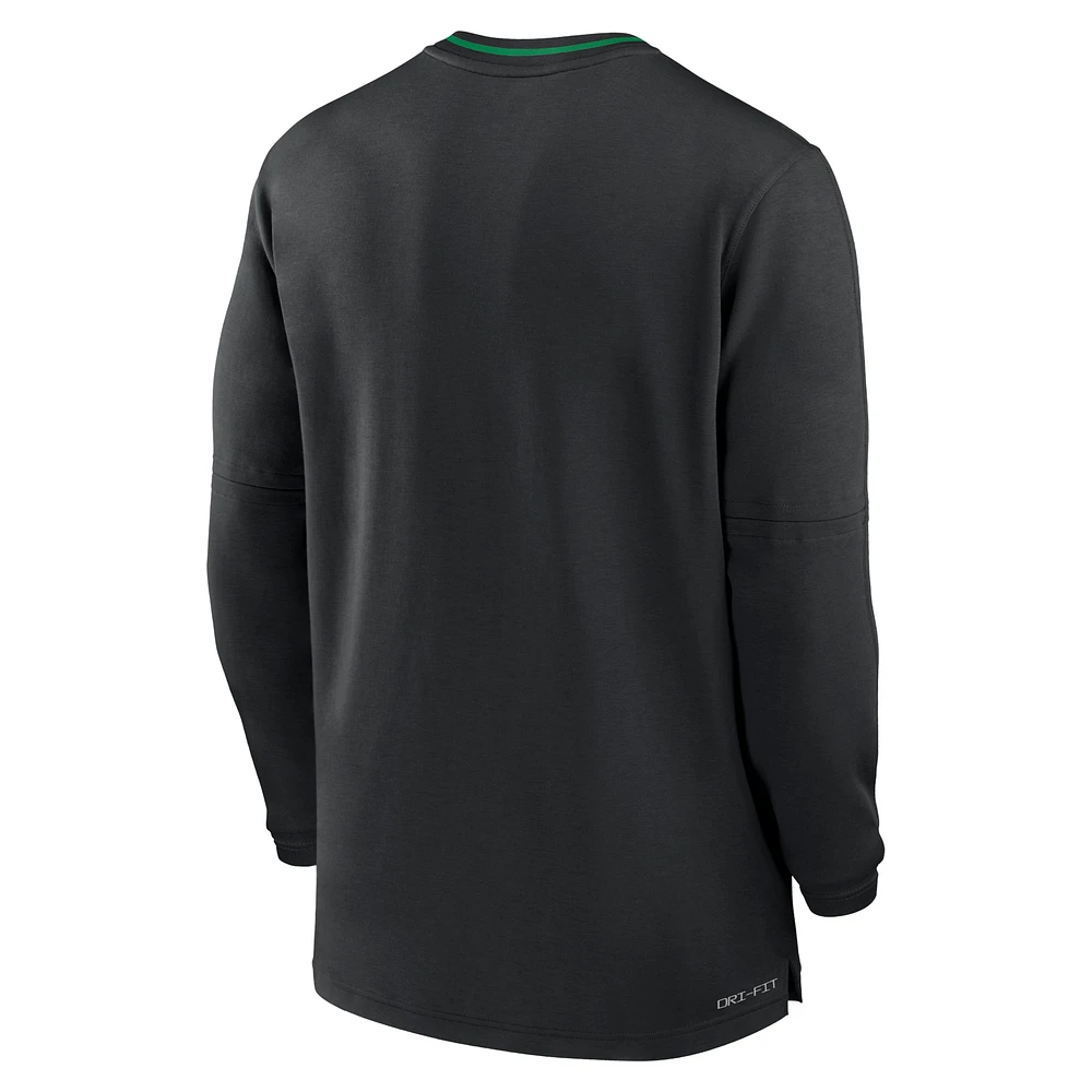 Men's Nike Black Oregon Ducks 2024 Sideline Coach Performance Half-Zip Long Sleeve Top